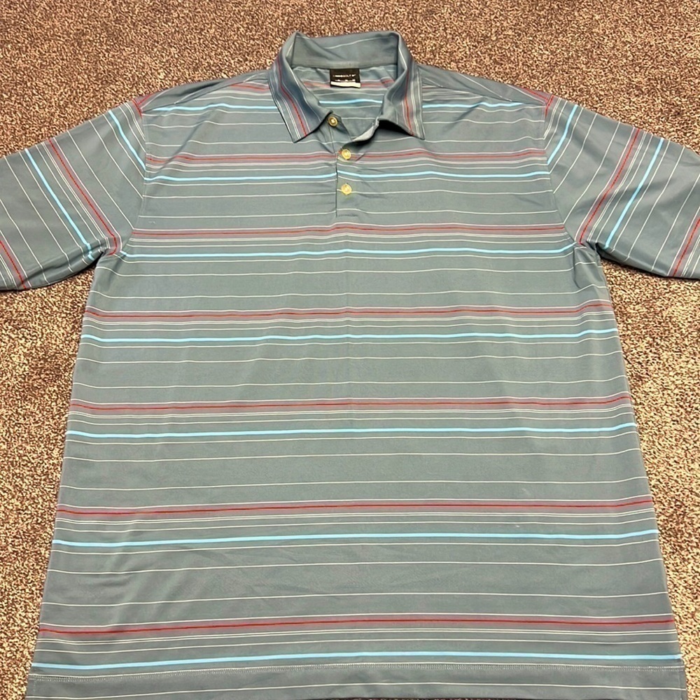 Nike Golf Shirt Mens XL Blue Polo Short Sleeve Fit Dry XL Adult